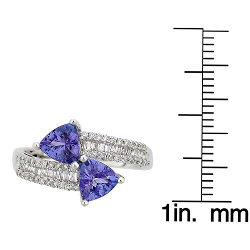 Gin and Grace 10K White Gold Mozambique Genuine Tanzanite Ring with Diamonds for women | Ethically, authentically & organically sourced (Trillion-cut) shaped Tanzanite hand-crafted jewelry for her