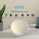 Echo (4th Gen) | With premium sound, smart home hub, and Alexa | Glacier White