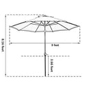 (Red) - Sunnyglade 2.7m Patio Umbrella Outdoor Table Umbrella with 8 Sturdy Ribs (Red)