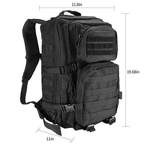 ProCase Assault Backpack Bag, 40L Large Capacity 3 Day Outdoor Assault Pack Rucksacks Carry Bag Backpack For Hiking Trekking Camping Travelling Climbing and Other Outdoor Activities - Black