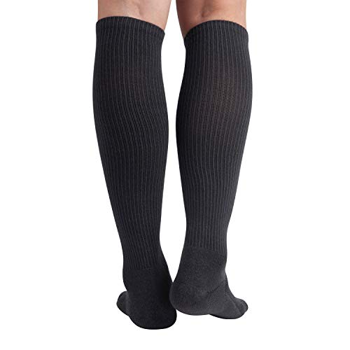 Athlemo 6Pairs Bamboo Moisture Wicking Compression Socks 8-15 mmHg for Men Knee High Socks 2Black2Grey2White 9-11, 2black2grey2white, 9-11