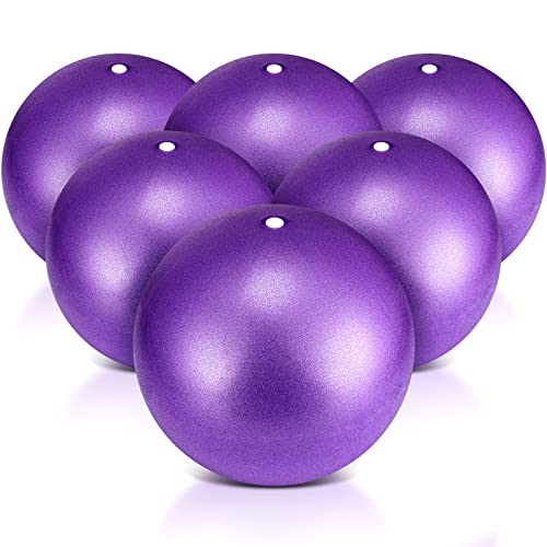 Hungdao 6 Pcs Mini Yoga Ball 9 Inch Exercise Ball for Yoga Studio Pilates Ball Small Core Ball for Physical Therapy Stability Barre Bender Training Stretching Balance (Purple)