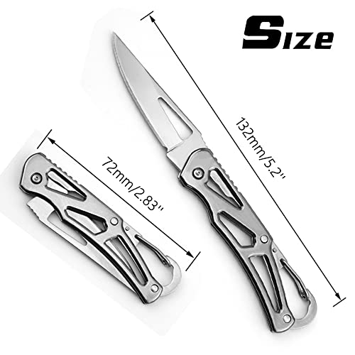 Lightweight Folding Pocket Knife with 2.36 inch Stainless Steel Blade & Handle - Built-in Carabiner, Tactical Knife - Versatile Tool for Camping, Climbing, Fishing, and Survival