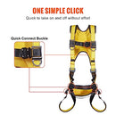 VEVOR Safety Harness, Full Body Harness, Safety Harness Fall Protection with Added Padding, and Side Rings and Dorsal D-Rings and a Lanyard, ANSI/ASSE Z359.11-2014, 240 lbs Max Weight, M