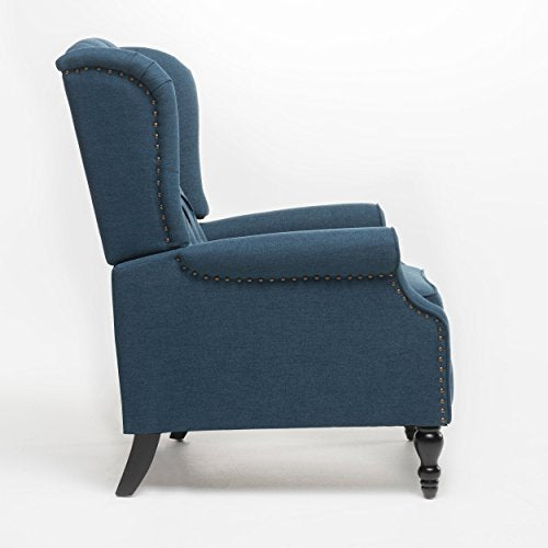 (Dark Blue) - Elizabeth Tufted Dark Blue Fabric Recliner Arm Chair