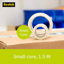 Scotch Sure Start Shipping Packaging Tape, 1.88" x 22.2 yd, Designed for Packing, Shipping and Mailing, Quiet Unwind, No Splitting or Tearing, 1.5" Core, Clear, 6 Dispensered Rolls (145-6)