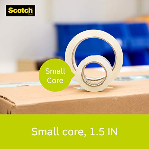 Scotch Sure Start Shipping Packaging Tape, 1.88" x 22.2 yd, Designed for Packing, Shipping and Mailing, Quiet Unwind, No Splitting or Tearing, 1.5" Core, Clear, 6 Dispensered Rolls (145-6)