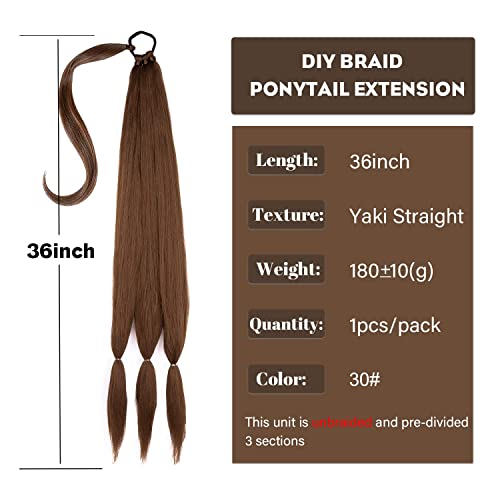 36 Inch Braided Ponytail Extension Braid Ponytail Extension with Hair Tie Long Braided Ponytail Straight Wrap Around Hair Extensions Ponytail for Women Daily Wear (30