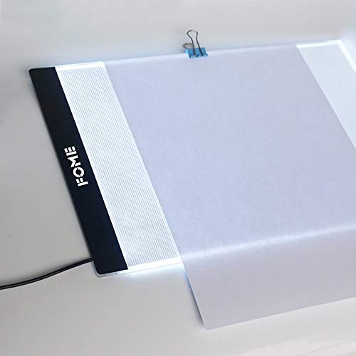 A4 Light Box, FOME Ultra-Thin A4 Tracing Light Box USB Power Adjustable Brightness LED Drawing Board Tracing Pad Artcraft Tracing Light Pad for Artists Drawing Sketching Animation Stencilling