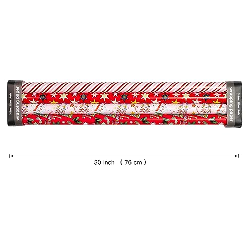 WRAPAHOLIC Christmas Wrapping Paper Roll - Red and Pink Santa Claus Cup, Christmas Tree Holiday Design - 4 Rolls - 30 Inch X 120 Inch Per Roll