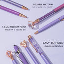 10 Pcs Purple Glitter Ballpoint Pens,Comfortable Writing Pens,Metal Retractable Pretty Journaling Cute Pens Bulk, Black Ink Medium Point (1.0mm)