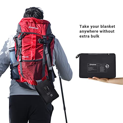 KingCamp Camping Blankets for Cold Weather, Warmer Down Alternative Packable Blanket, Ultralight Compact Emergency Waterproof Quilt for Backpacking, Airplane, Outdoor, Camping, Hiking, Travel, Stadium