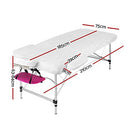 Zenses Massage Table 75cm Portable 3 Fold Aluminium Beauty Bed Violet