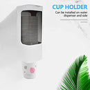 Water Cooler Cup Dispenser 3oz-5oz Wall Mounted Paper Cup Dispenser Plastic Pull Type Cup Holder with Lid Adhesive Water Cup Holder Dust-Proof Cup Organizer for Kitchen Office (White)