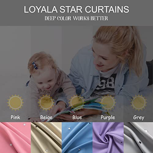 Loyala Star Curtains, Blackout Curtains for Bedroom, Cute Curtains, Kids Blackout Curtains, Double Layer Curtains, Light Blocking Curtains 63 Inch Length 2 Panels, Blue Curtains, 52 X 63 Inches