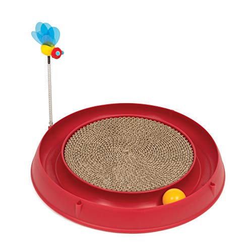 Catit 43000 Play 3 in 1 Circuit Ball Toy with Scratch Pad Red 1 Count (Pack of 1)