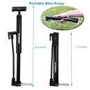 Bike Pump, Portable Bicycle Floor Pump with Glueless Puncture Kit, Mountain, Road Bike Tire Pump, Mini Bicycle Air Pump Compatible with Presta Schrader Valve and Sports Ball