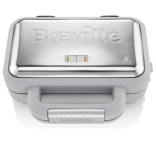 Breville DuraCeramic Waffle Iron | Non-Stick Coating and Easy Cleaning + Deep Removable Plates | Grey/Silver | [VST072X]