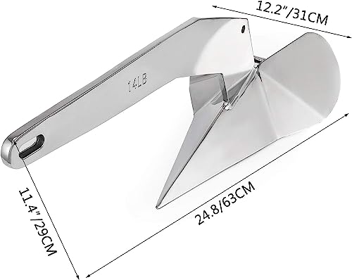 Mophorn Delta Style Boat Anchor 316 Stainless Steel Boat Anchor 14 LB Delta Style for Boats from 20-35 FT