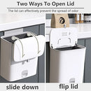 10 Liter Kitchen Trash Can with 8 Liter Inner Bucket, Countertop Compost Bin, Hanging Trash Bin with Lid for Kitchen Cabinet Door or Under Sink, Wall Mounted Garbage Bin for Bathroom (White)