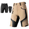 ROCK BROS Mountain Bike Shorts MTB Bike Shorts for Men Padded Mountain Bike Shorts, Khaki, Large