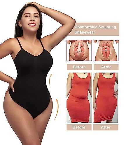  SHAPERX Bodysuit For Women Tummy Control Shapewear  Sleeveless Seamless Sculpting Thong Body Shaper