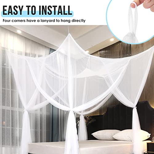 AUTOWT Mosquito Net for Double to King Size Bed Canopy - Mesh Square Mosquito Netting with 4 Openings & 4 Hanging Loops - Bed Curtains from Ceiling for Girls Room