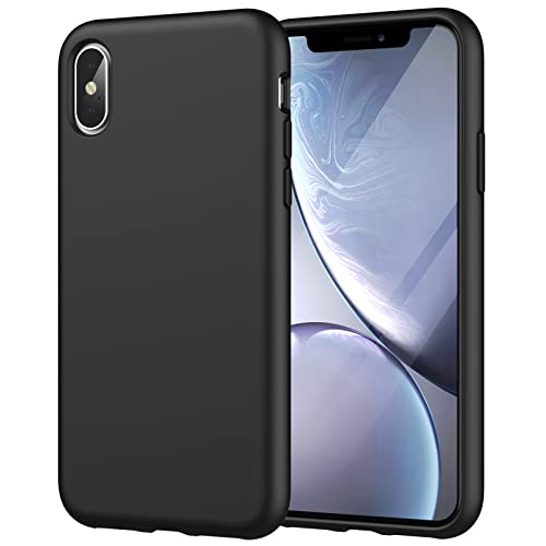 JETech Silicone Case Compatible with iPhone Xs and iPhone X 5.8-Inch, Silky-Soft Touch Protective Cover with Microfiber Lining (Black)