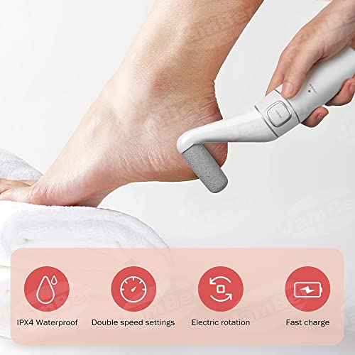 Electric Callus Remover Foot File, Rechargeable Pedicure Tools for Dry Hard Cracked Dead Skin on Your Heels & Feet. Spa Quality Exfoliation. 3 Rollers, Storage Case