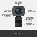 Logitech StreamCam, Live Streaming Webcam, Full 1080p HD 60fps Vertical Video, Smart auto Focus and Exposure, Dual Camera-Mount Versatility, with USB-C, for YouTube, Gaming Twitch, PC/Mac - Black