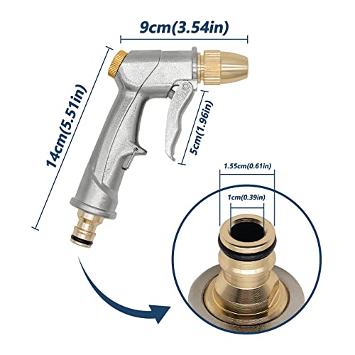 DERASL Garden Hose Gun,Spray Gun Garden Hose Nozzle 100% Metal with Adjustable Water Flow for Car Wash,Showering Pets and Watering Plant Pressure Washer Accessories
