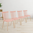 Simpol Home DSW Armless Modern Plastic Chairs with Wood Legs for Living, Bedroom, Kitchen, Dining,Lounge Waiting Room, Restaurants, Cafes, Set of 4, Pink Light