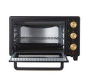 Belaco 23L Toaster Oven Tabletop Cooking Baking Portable Oven Rotiseerie1380w 60 min Timer with auto shut off 100-250° Stainless Steel Heating Tube incl. Baking Tray, Wire Rack, Handle, Rotisserie