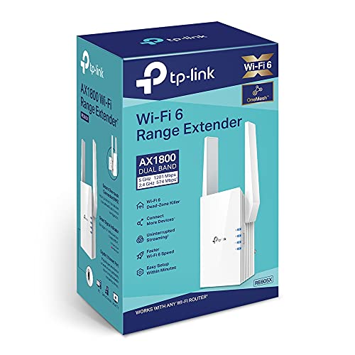 TP-Link AX1800 Wi-Fi Range Extender - Internet Booster, Wi-Fi 6, Dual Band up to 1.8Gbps Speed, AP Mode w/Gigabit Port, APP Setup, OneMesh Compatible (RE605X) AU Version