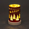 SHATCHI 16cm Christmas Decorated Vase Table Lamp Etched Glass Tube Santa Sleigh Scene Red Cylinder LED Fairy Lights Battery Operated