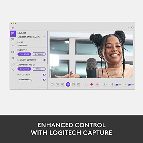 Logitech for Creators StreamCam - Premium Webcam for Streaming and Video Content Creation, Full HD 1080p 60 fps, Premium Glass Lens, Smart Autofocus, USB Connection, for PC, Mac, Off White