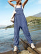 ZESICA Women's Sleeveless Overalls Jumpsuit Casual Loose Adjustable Straps Bib Long Pant Jumpsuits with Pockets, Dusty Blue, Medium