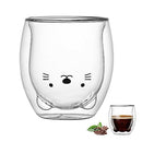 Proxima Direct Cute Mugs Double Wall Insulated Glass Espresso Cup, Coffee Cup, Tea Cup, Milk Cup, Best for Office and Personal Birthday 230-280ML (Cat)