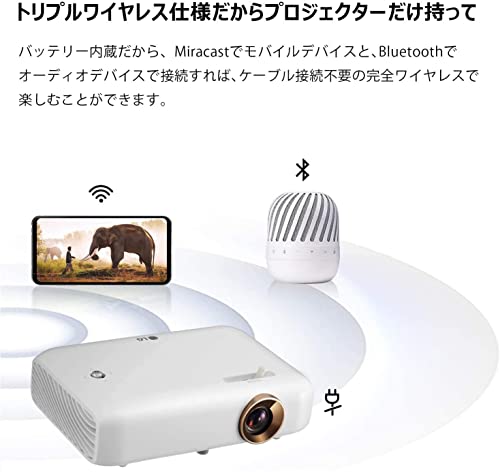 LG PH510PGAJL Portable LED Projector with Built-in Battery (HD/550 ANSI Lumens/Bluetooth Compatible/Approx. 0.65kg/30,000 Hours Lifespan)