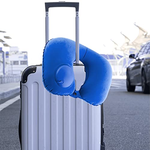 Inflatable Travel Neck Pillow for Airplane Portable U Shaped Neck Support Sleeping Travel Pillow, Blow Up Pillow by Press to Inflate for Trave,Office,Car and Train