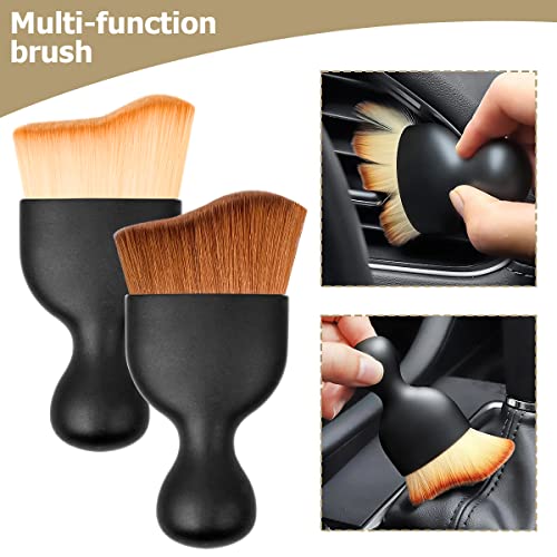 Blilo Car Interior Detailing Brush, Auto Soft Hair Cleaning Brushes, Curved Dirt Dust Collectors, Removal Tool for Dashboard Air Conditioner Vents Leather, Scratch Free (Black/1PCS)