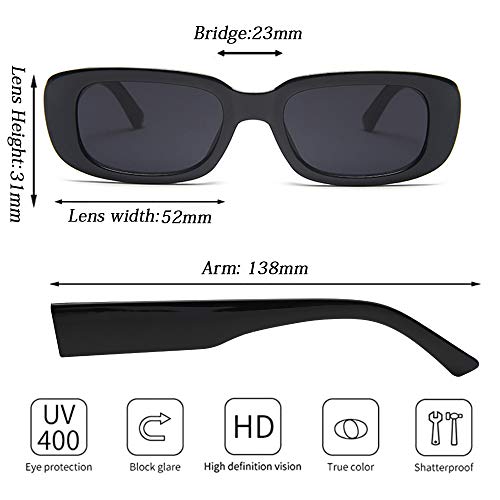 Tskestvy 4 Pieces Retro Sunglasses Vintage Sunglasses Small Square Rectangle 90s Glasses Trendy Y2K for Women Aesthetic, A, One size fits all