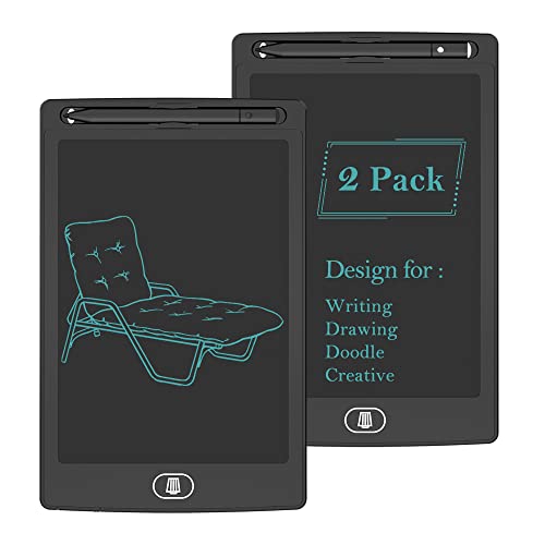 [2 Pack] TIQUS LCD Writing Tablet Pad 8.5 Inch Ewriter Electronic Board and MeMO Notes for and Adults at Home School and Office Middle Stylus (Black)