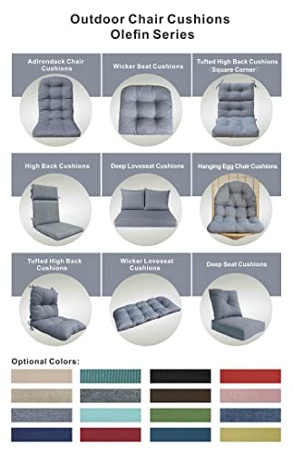 BOSSIMA Indoor Outdoor High Back Chair Cushions Replacement Patio Chair Seat Cushions Set of 4 (Olefin Light Grey)