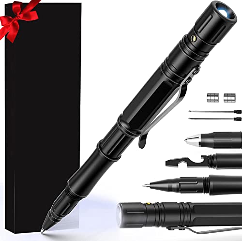 Gifts for Men, 7 in 1 Multitool Pen Set - LED Light, Bottle Opener, Saw, Hex Wrench, Flat-head Screwdriver, Glass Breaker and Ballpoint Pen - Birthday Gifts for Him, Dad, Husband