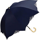 [2023] Wpc. 81-12113-101 Parasol Blackout Dome Rim Flower Navy Long Umbrella 21.7 inches (55 cm) Ladies' Rain or Sun Shade Shade UV Protection 100% Flower Pattern Embroidery Natural Wooden Handle Elegant Adult Cute Domed Work Adult Stylish Cute Female