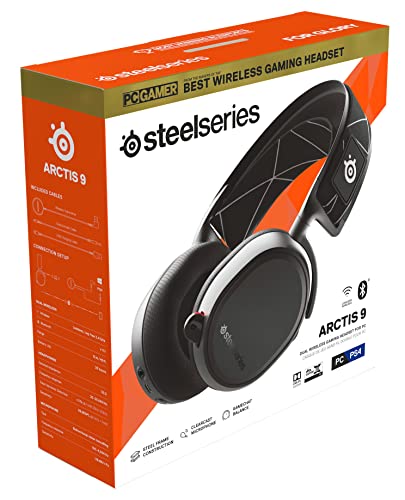 SteelSeries Arctis 9 - Dual Wireless Gaming Headset - Lossless 2.4 GHz Wireless + Bluetooth - 20+ Hour Battery Life - for PC, Playstation 5 and PS4, Black