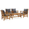 vidaXL Solid Acacia Wood Garden Lounge Set with Cushions 5 Piece Wooden Outdoor Patio Seat Seating Chair Coffee Table Sitting Furniture Setting