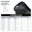 Hayabusa T3 Boxing Gloves for Men and Women Wrist and Knuckle Protection, Dual-X Hook and Loop Closure, Splinted Wrist Support, 5 Layer Foam Knuckle Padding - Black, 16 oz