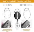 Retractable Badge Reel with Carabiner Belt Clip and Key Ring for ID Card Key Keychain Badge Holder Black 10 Pack